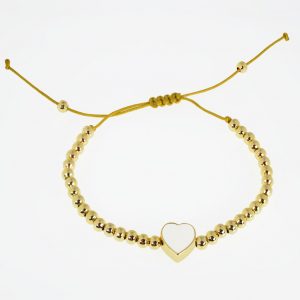 White Heart Friendship Bracelet - 18k Gold Plated